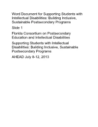 Word Document for Supporting Students with Intellectual Disabilities