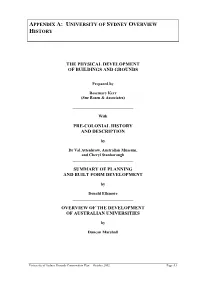 Appendix A: University of Sydney Overview History