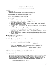 CPC Confessional Theology 2015-'16 #1: Introduction in Confessional