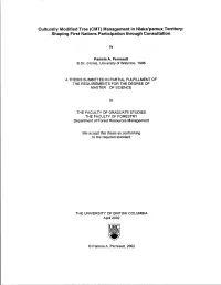 Culturally Modified Tree (CMT) Management in Nlaka'pamux Territory: Shaping First Nations Participation Through Consultation