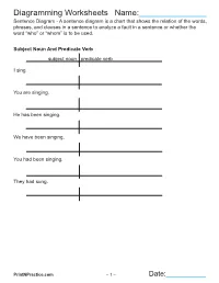 Diagramming Worksheets Name
