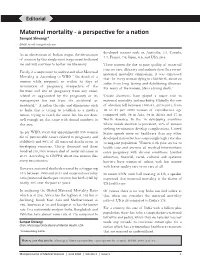Maternal Mortality - a Perspective for a Nation