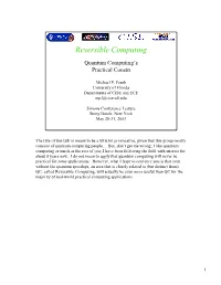 Reversible Computing