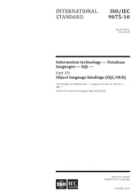 SQL — Part 10: Object Language Bindings (SQL/OLB)