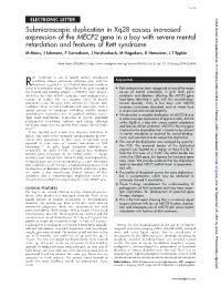 Submicroscopic Duplication in Xq28 Causes Increased Expression of the MECP2 Gene in a Boy with Severe Mental Retardation And