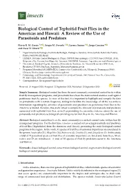 Biological Control of Tephritid Fruit Flies in the Americas and Hawaii: a Review of the Use of Parasitoids and Predators