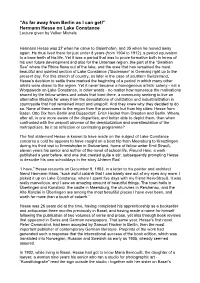 Hermann Hesse on Lake Constance Lecture Given by Volker Michels