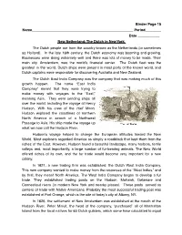 Notes: New Netherlands- the Dutch in New York 2020