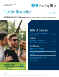 Provider Newsletter April 2021