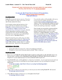Psalm 90 in Case You Don't Have Time to Discuss All the Questions, Be Su