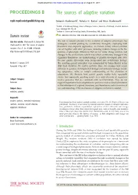 The Sources of Adaptive Variation Rspb.Royalsocietypublishing.Org Deborah Charlesworth1, Nicholas H