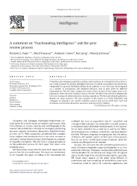 A Comment on “Fractionating Intelligence” and the Peer Review Process