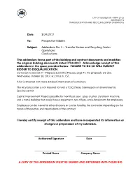 Date: 8/24/2017 To: Prospective Bidders Subject: Addendum No. 1