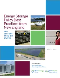 Energy Storage Policy Best Practices from New England: Ten Lessons from Six States