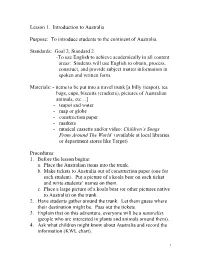 Lesson 1. Introduction to Australia Purpose: to Introduce Students To