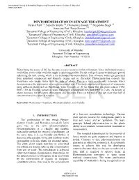 PHYTOREMEDIATION in SEWAGE TREATMENT Harshal Patil [1], Saurabh Shukla [2], Dhanashree Shinde [3], Deepshika Singh [4] Associate Prof