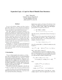 Separation Logic: a Logic for Shared Mutable Data Structures
