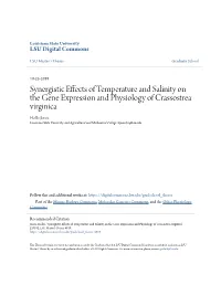 Synergistic Effects of Temperature and Salinity on the Gene Expression