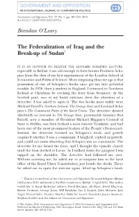 The Federalization of Iraq and the Breakup of Sudan