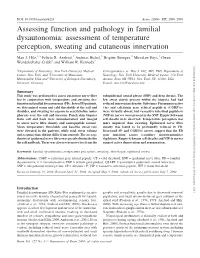 Assessing Function and Pathology in Familial Dysautonomia: Assessment of Temperature Perception, Sweating and Cutaneous Innervation