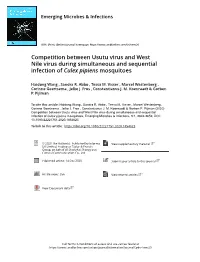Competition Between Usutu Virus and West Nile Virus During Simultaneous and Sequential Infection of Culex Pipiens Mosquitoes