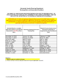 Hearing Dates and Associated Deadlines