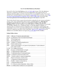 List of Controlled Substances Disclaimer Section 812 of The