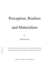 Perception, Realism and Materialism