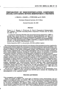 Preparation Of' Immunostimulating Complexes