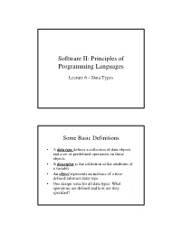 Software II: Principles of Programming Languages