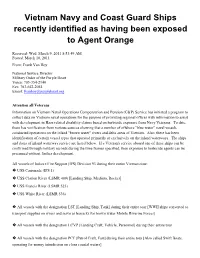 Vietnam Navy and Coast Guard Ships Recently Identified As Having Been Exposed to Agent Orange
