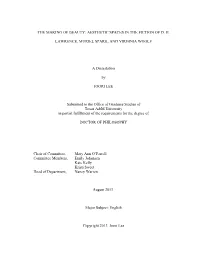 Aesthetic Spaces in the Fiction of Dh