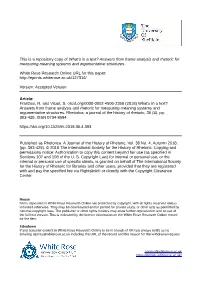 Answers from Frame Analysis and Rhetoric for Measuring Meaning Systems and Argumentative Structures