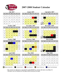 Approved Student Calendar