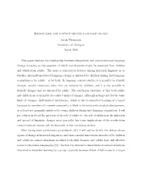 Bilingualism and Contact-Induced Language Change Sarah Thomason