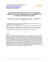 Changes in Mediterranean Small Pelagics Are Not Due to Increased Tuna Predation