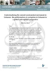 Contextualizing the Current Social Protest Movement in Lebanon: the Politicization of Corruption in Lebanon in a Global and Regional Perspective