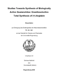 Studies Towards the Enantioselective Total Synthesis of Biological Active