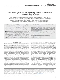 A Curated Gene List for Reporting Results of Newborn Genomic Sequencing