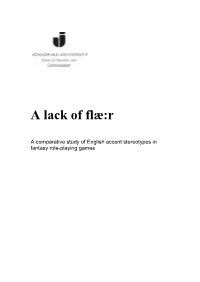 A Lack of Flæ:R