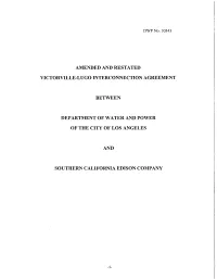 Amended and Restated Victorville-Lugo Interconnection Agreement