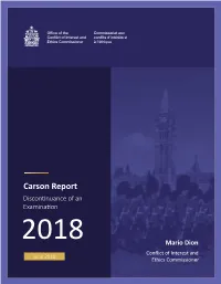 Carson Report Discontinuance of an Examination
