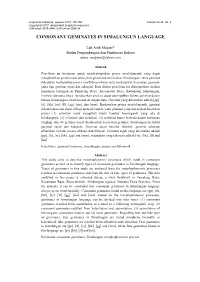 Consonant Geminates in Simalungun Language