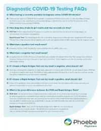 Diagnostic COVID-19 Testing Faqs
