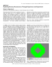 Exploring Sensory Neuroscience Through Experience and Experiment