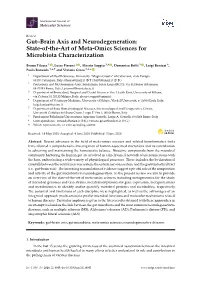Gut–Brain Axis and Neurodegeneration: State-Of-The-Art of Meta-Omics Sciences for Microbiota Characterization