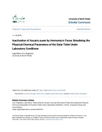 Inactivation of Ascaris Suum by Ammonia in Feces Simulating the Physical-Chemical Parameters of the Solar Toilet Under Laboratory Conditions