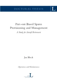 Part-Out Based Spares Provisioning and Management