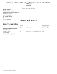 Saturn Corporation Account Account Number Type Account Name (Last Four Digits) Bank of America, N.A
