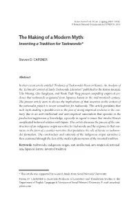 The Making of a Modern Myth: Inventing a Tradition for Taekwondo*